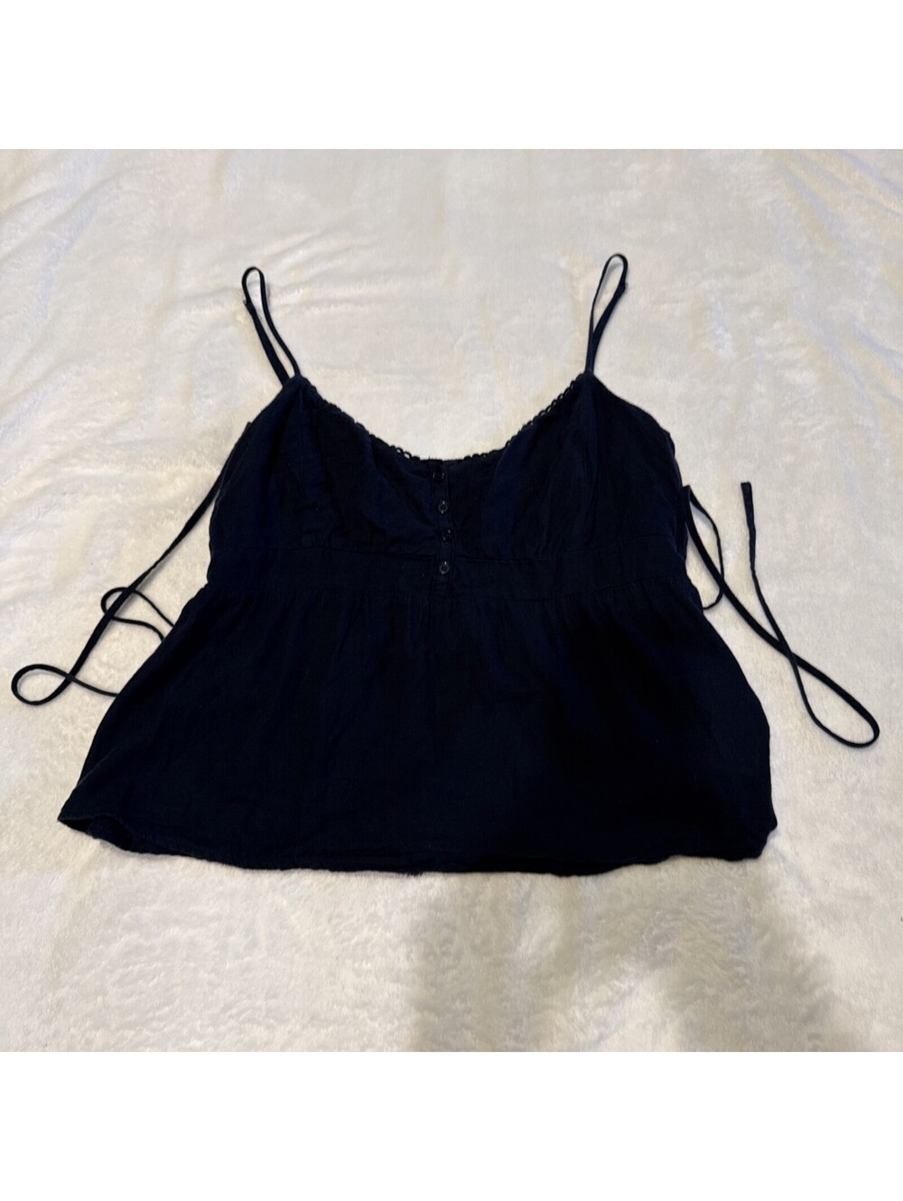 Hollister Dark blueBoho Babydoll Tank Flowy Cami Top Size Large(0007)